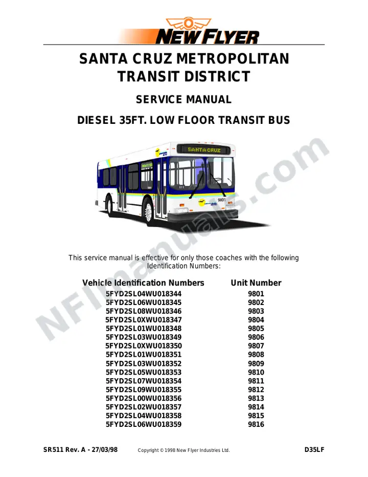 SR511 Service Manual, SCMTD - Santa Cruz first-page preview
