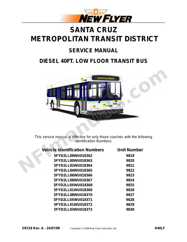 SR518 Service Manual, SCMTD - Santa Cruz first-page preview