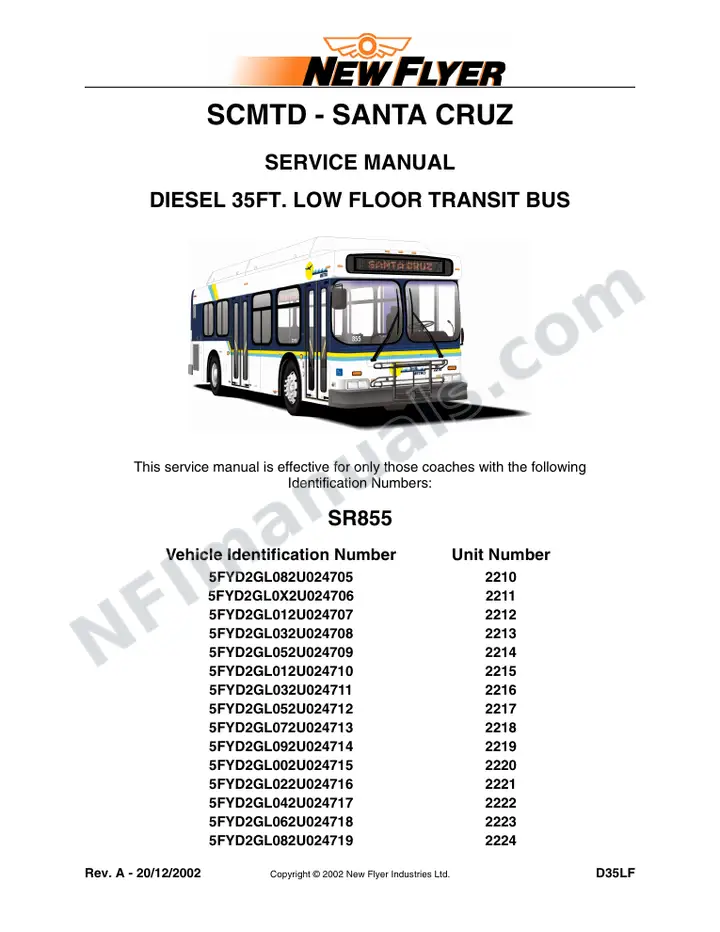 SR855 Service Manual, SCMTD - Santa Cruz first-page preview