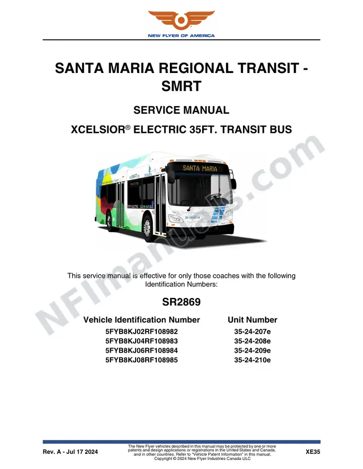 SR2869 Service Manual, Santa Maria Regional Transit - SMRT first-page preview