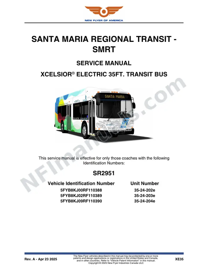 SR2951 Service Manual, Santa Maria Regional Transit - SMRT first-page preview