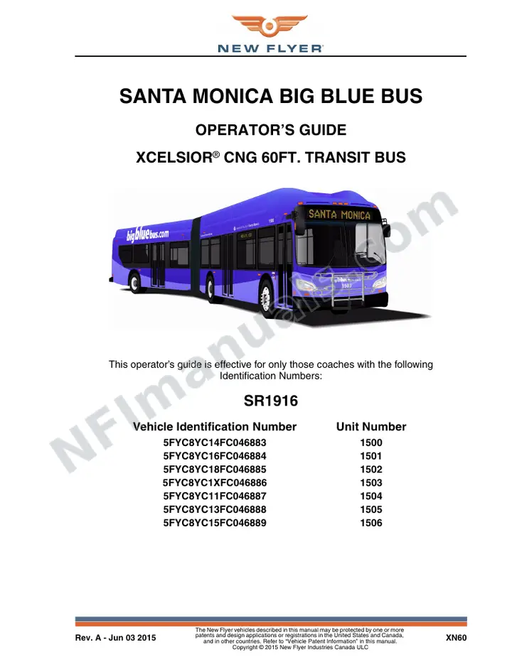 New Flyer XN60 Manual Package - Santa Monica Big Blue Bus included manual preview