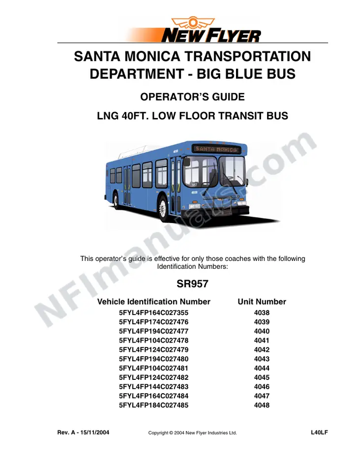SR957 Operator's Guide, Santa Monica Transportation Department - Big Blue Bus first-page preview