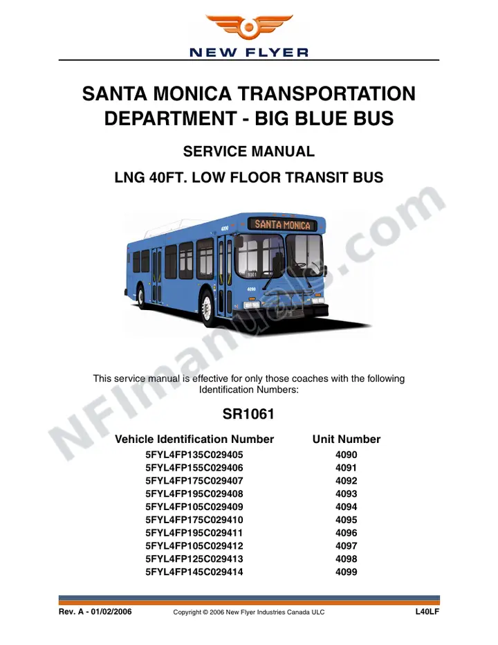 SR1061 Service Manual, Santa Monica - Big Blue Bus first-page preview