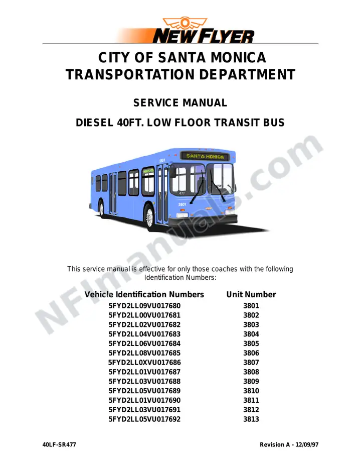SR477 Service Manual, City of Santa Monica Transportation Department first-page preview