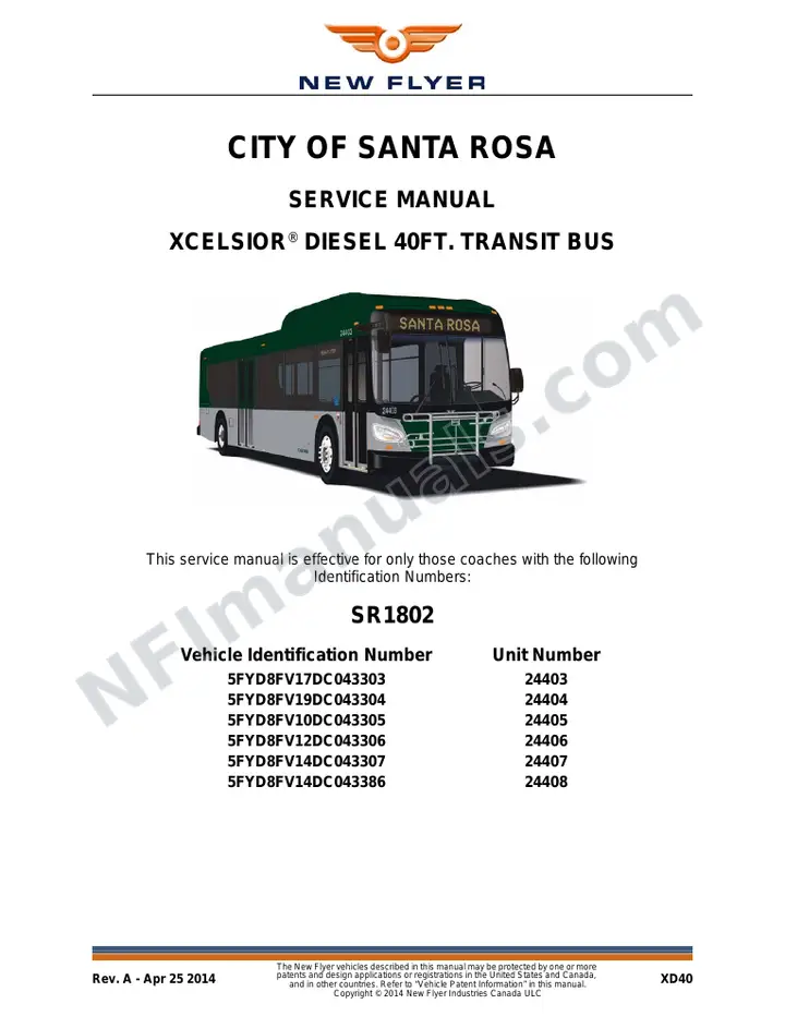 SR1802 Service Manual, City of Santa Rosa first-page preview
