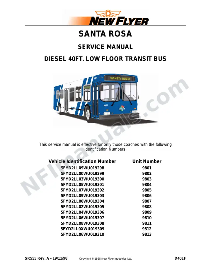 SR555 Service Manual, Santa Rosa first-page preview