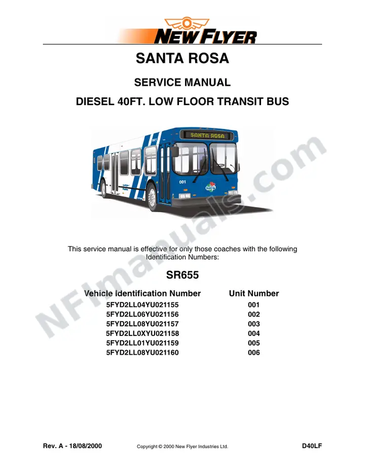 SR655 Service Manual, Santa Rosa first-page preview