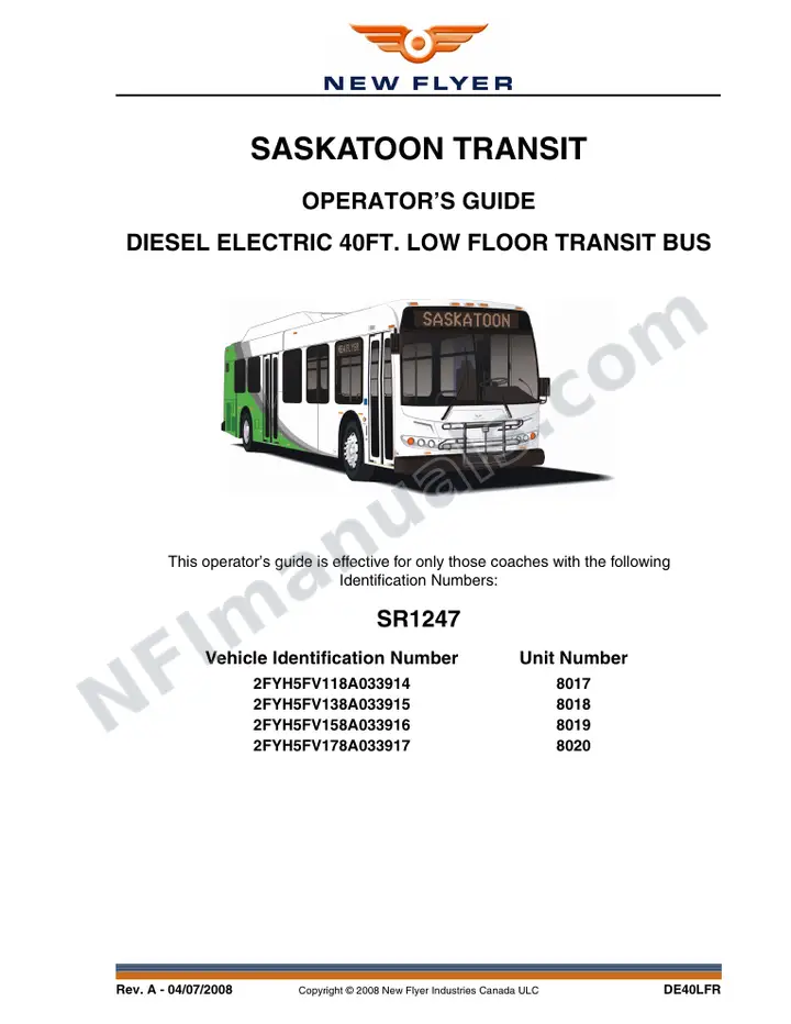 SR1247 Operator's Guide, Saskatoon Transit first-page preview