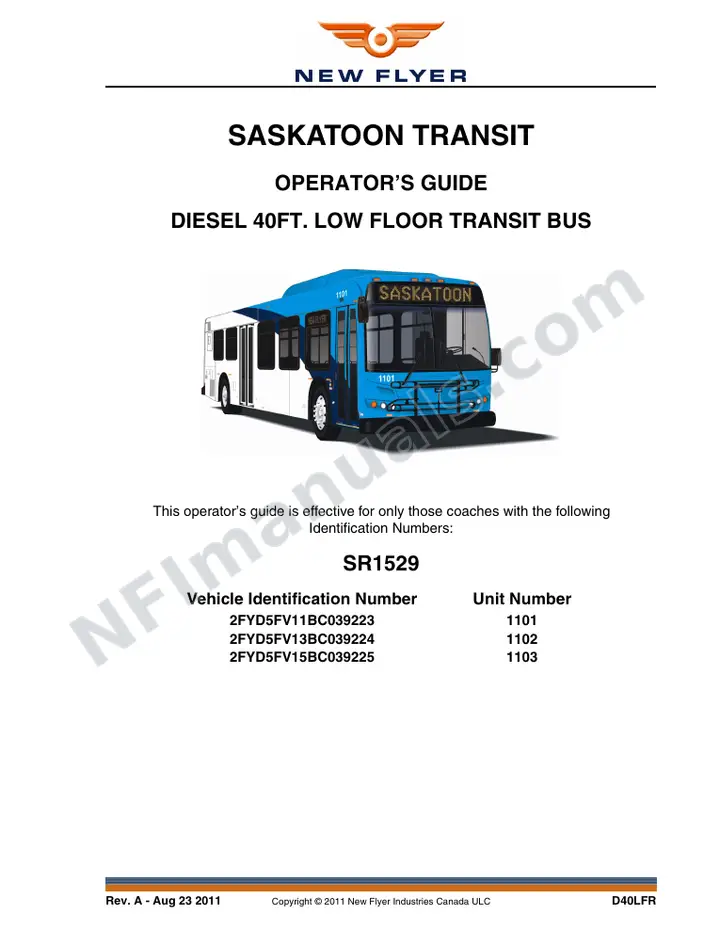 SR1529 Operator's Guide, Saskatoon Transit first-page preview