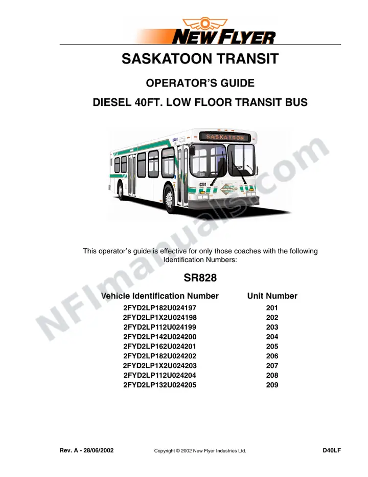 SR828 Operator's Guide, Saskatoon Transit first-page preview