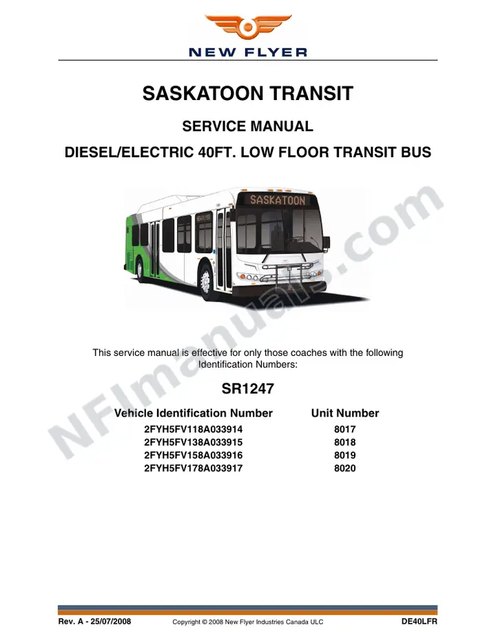 SR1247 Service Manual, Saskatoon Transit first-page preview