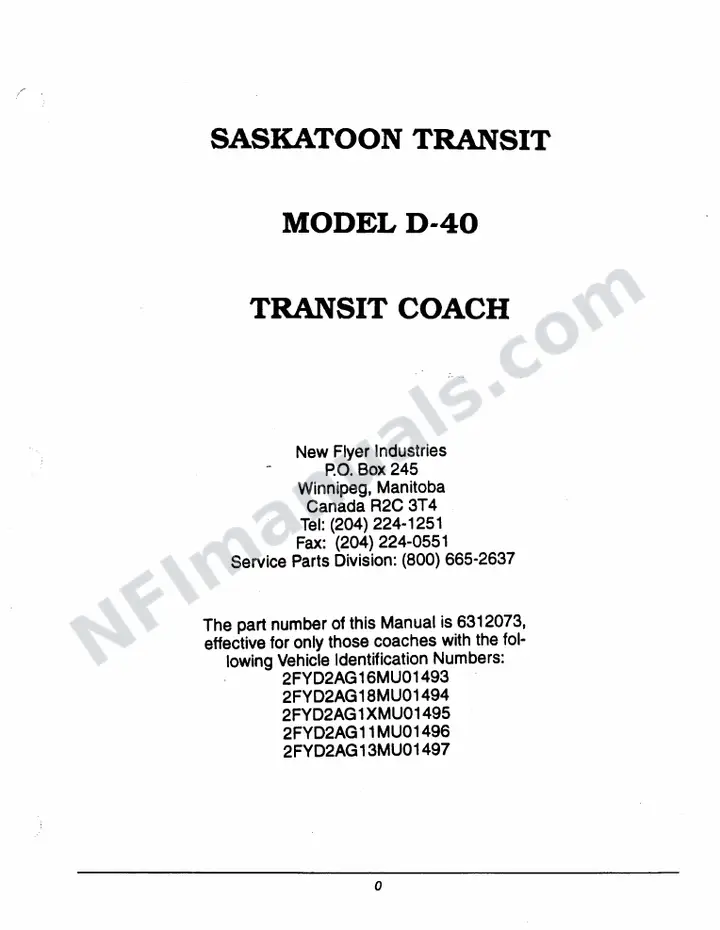 SR241 Service Manual, Sasktoon Transit first-page preview