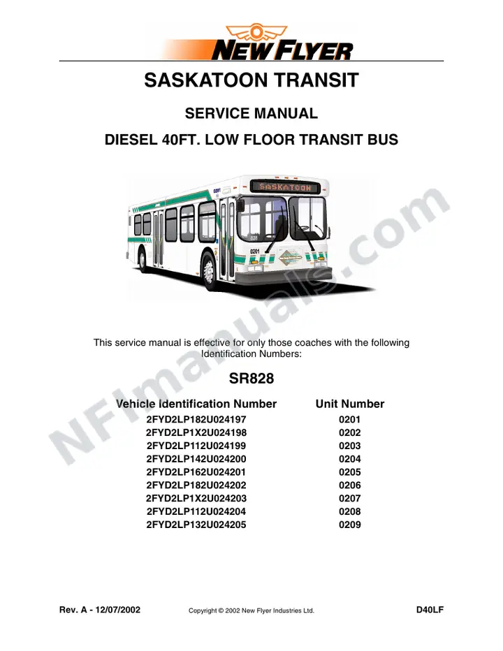 SR828 Service Manual, Saskatoon Transit first-page preview