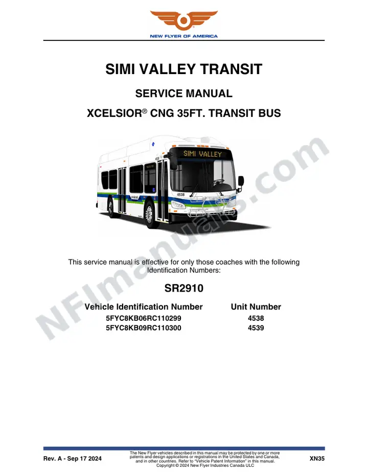 SR2910 Service Manual, Simi Valley Transit first-page preview
