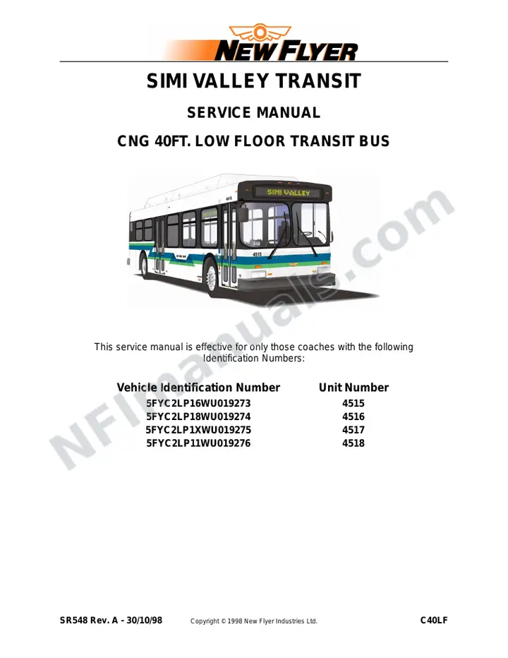 SR548 Service Manual, Simi Valley Transit first-page preview