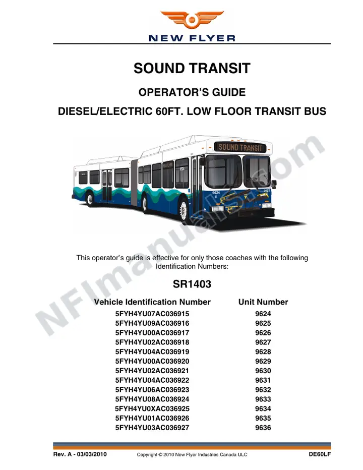 SR1403 Operator's Guide, Sound Transit first-page preview