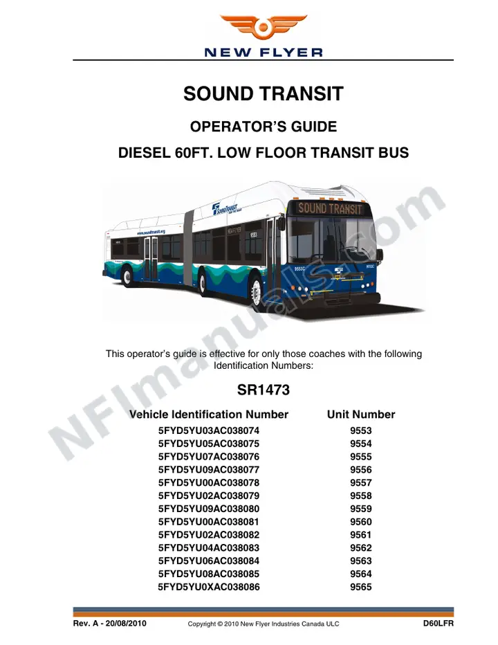 New Flyer D60LFR Manual Package - Sound Transit included manual preview