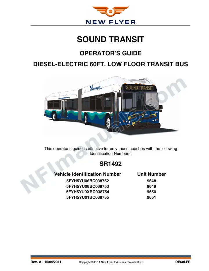 SR1492 Operator's Guide, Sound Transit first-page preview