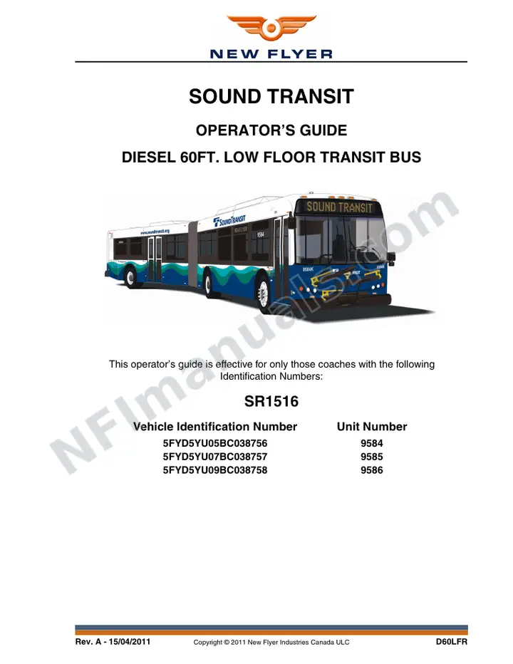 SR1516 Operator's Guide, Sound Transit first-page preview