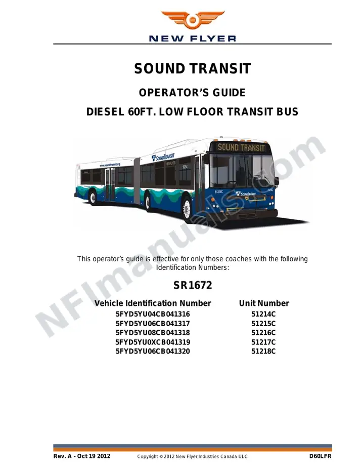 SR1672 Operator's Guide, Sound Transit first-page preview
