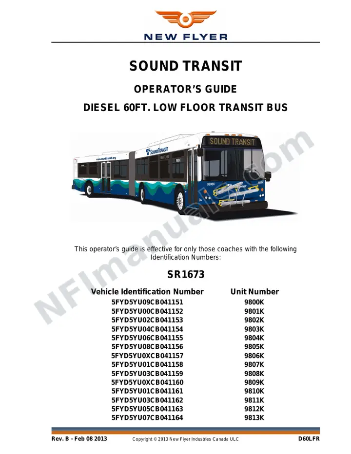SR1673 Operator's Guide, Sound Transit first-page preview