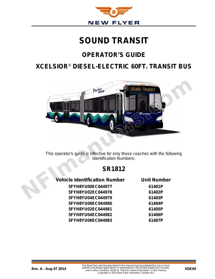 New Flyer XDE60 Manual Package - Sound Transit included manual preview
