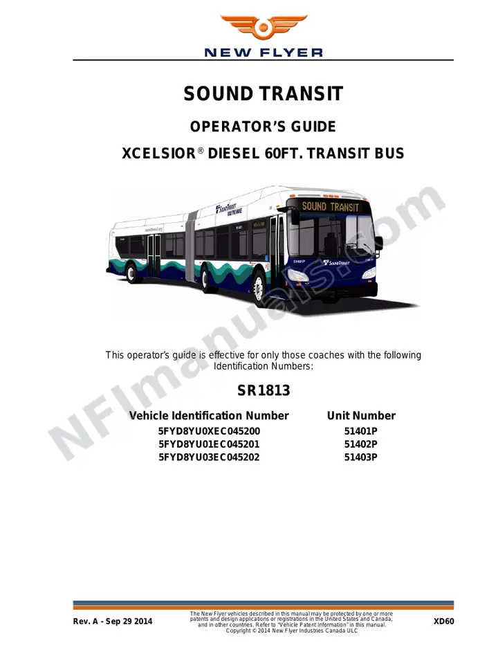 New Flyer XD60 Manual Package - Sound Transit included manual preview