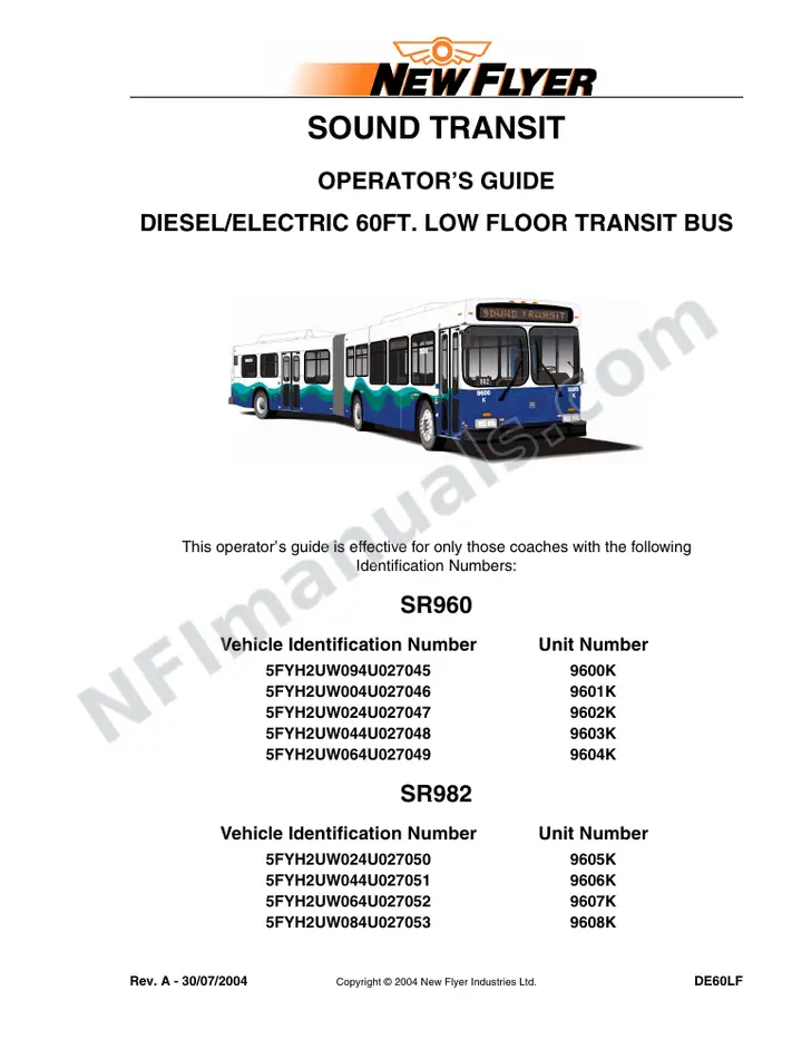 SR960/982 Operator's Guide, Sound Transit first-page preview