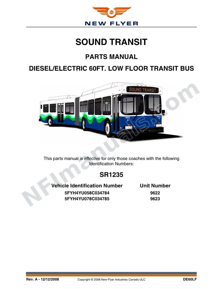 SR1235 Parts Manual, Sound Transit first-page preview