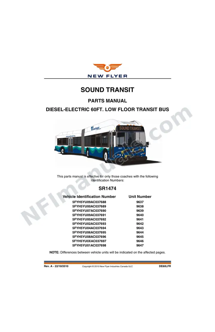 SR1474 Parts Manual, Sound Transit first-page preview