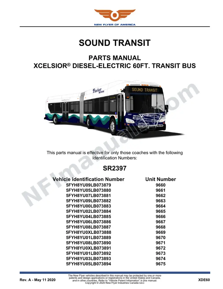 SR2397 Parts Manual, Sound Transit first-page preview