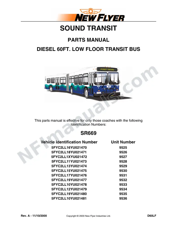SR669 Parts Manual, Sound Transit first-page preview