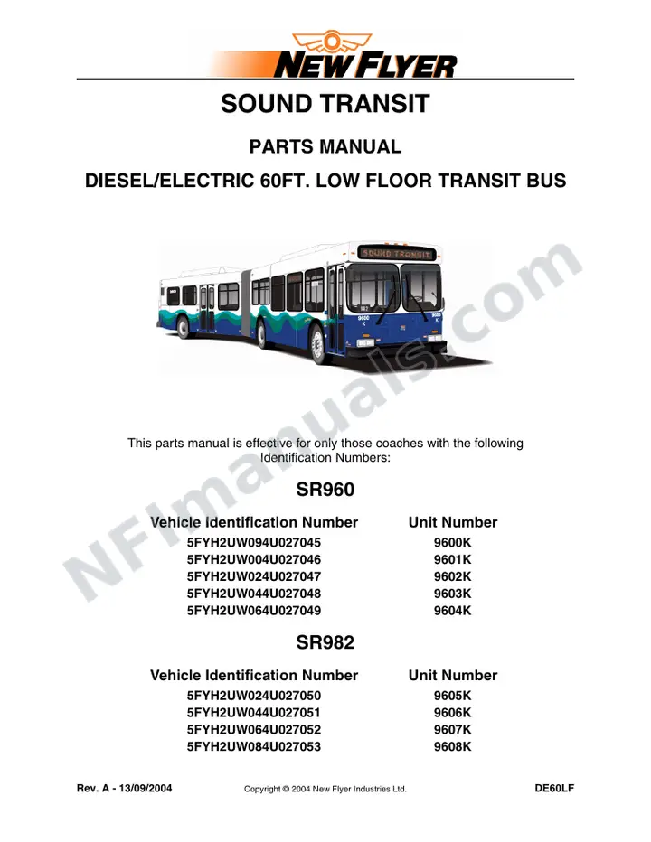 SR960/982 Parts Manual, Sound Transit first-page preview