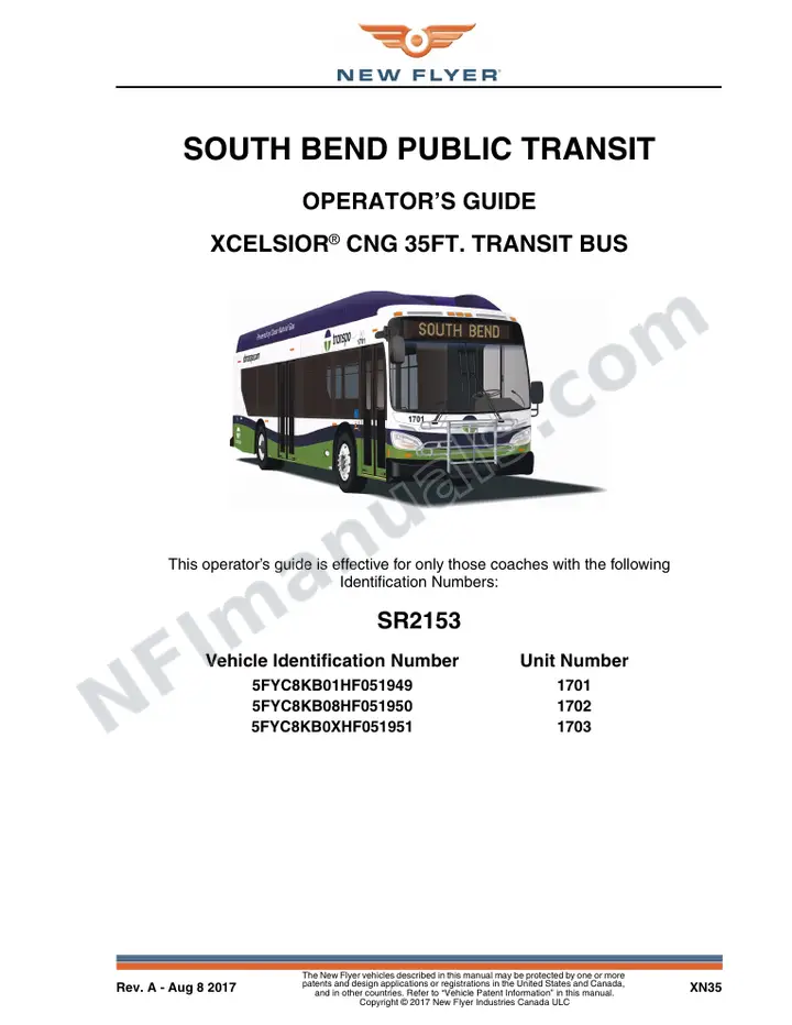 SR2153 Operator's Guide, South Bend Transpo first-page preview