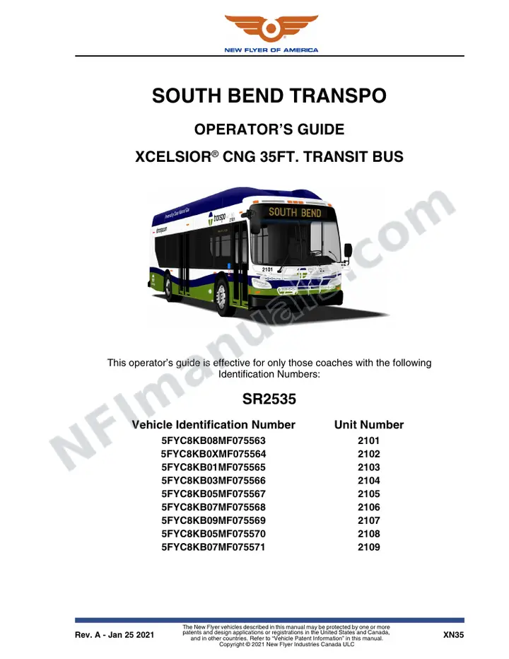 SR2535 Operator's Guide, South Bend Transpo first-page preview