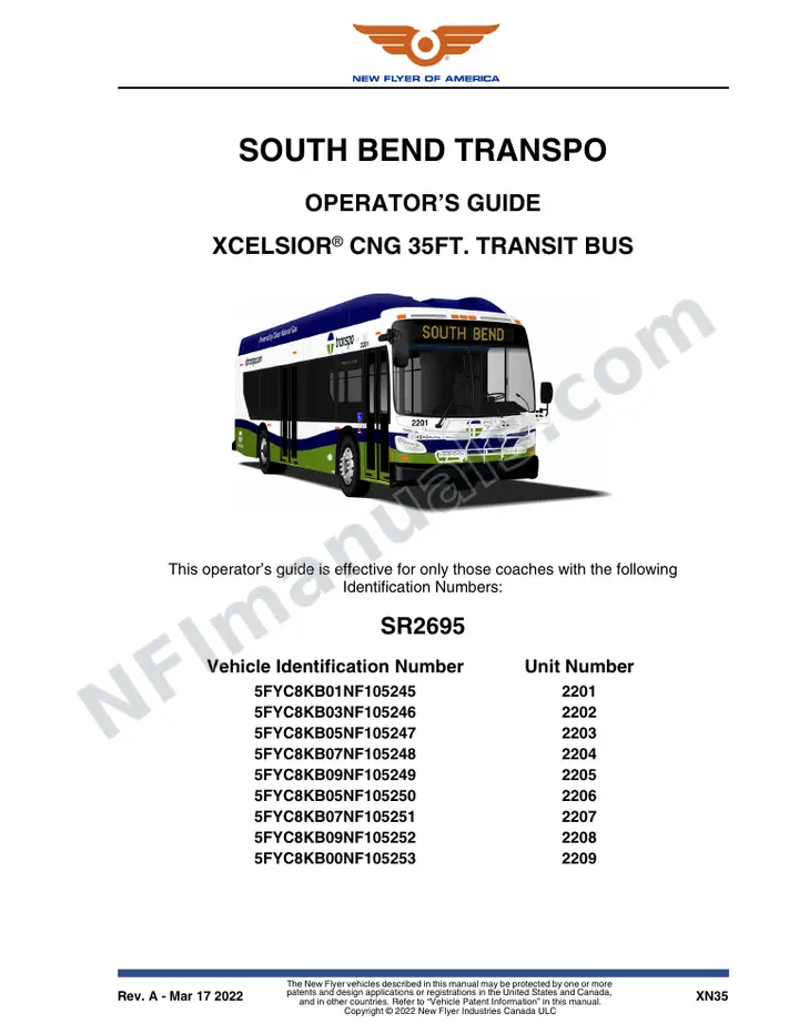 SR2695 Operator's Guide, South Bend Transpo first-page preview