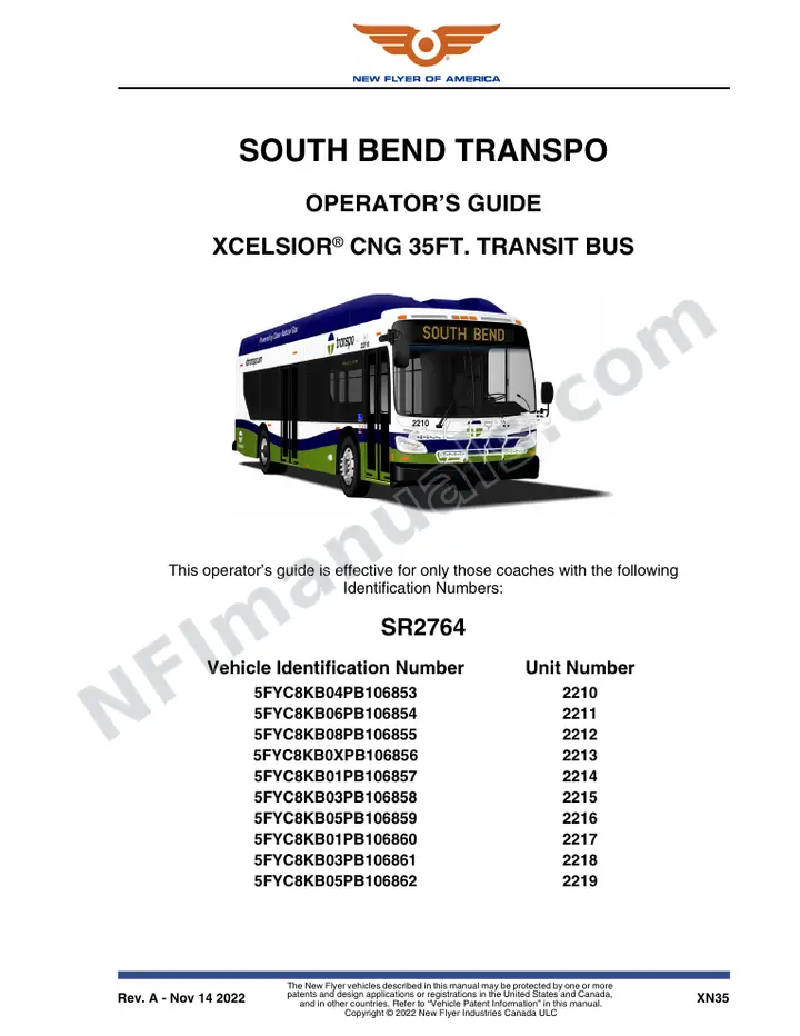 SR2764 Operator's Guide, South Bend Transpo first-page preview