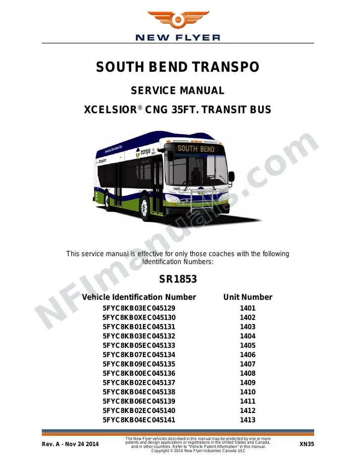 SR1853 Service Manual, South Bend Transpo first-page preview