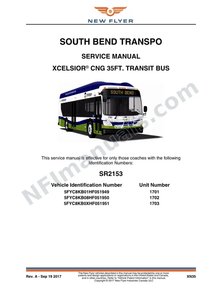 SR2153 Service Manual, South Bend Transpo first-page preview