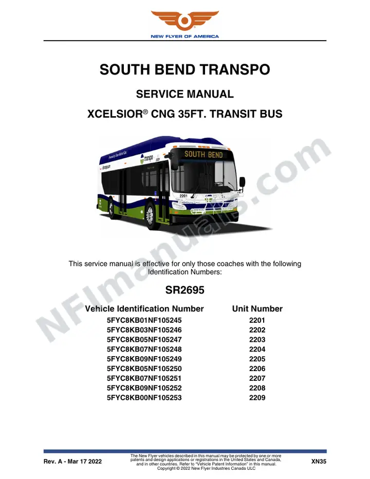 SR2695 Service Manual, South Bend Transpo first-page preview