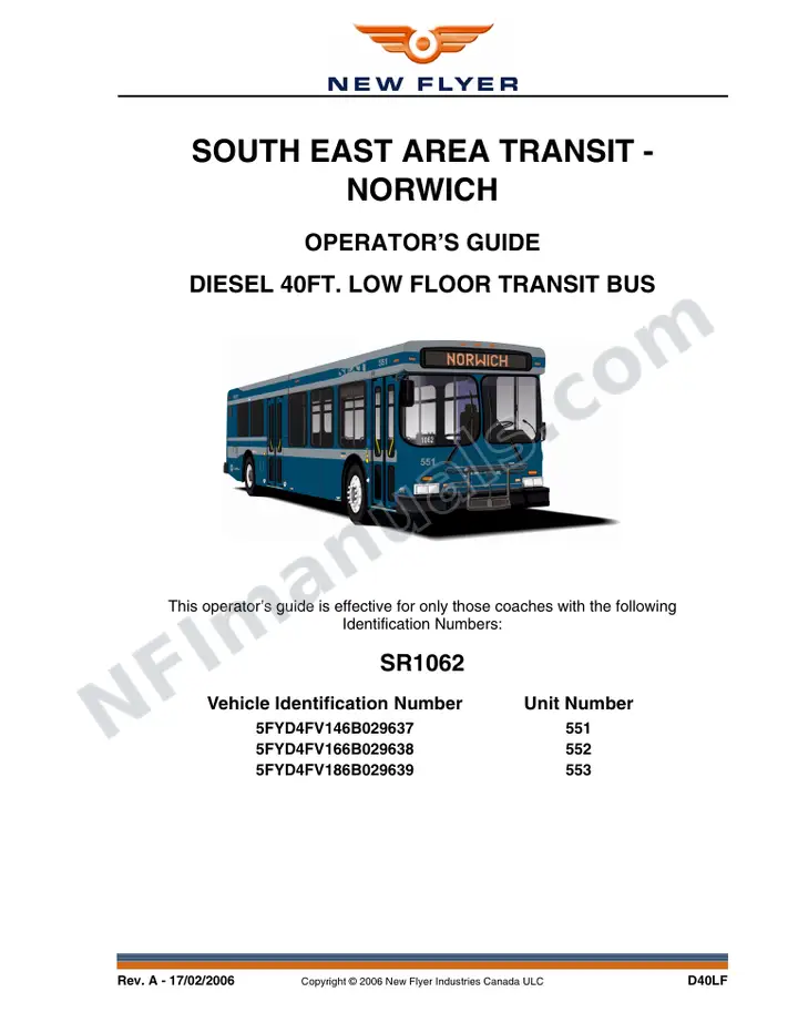 New Flyer D40LF Manual Package - Southeast Area Transit included manual preview