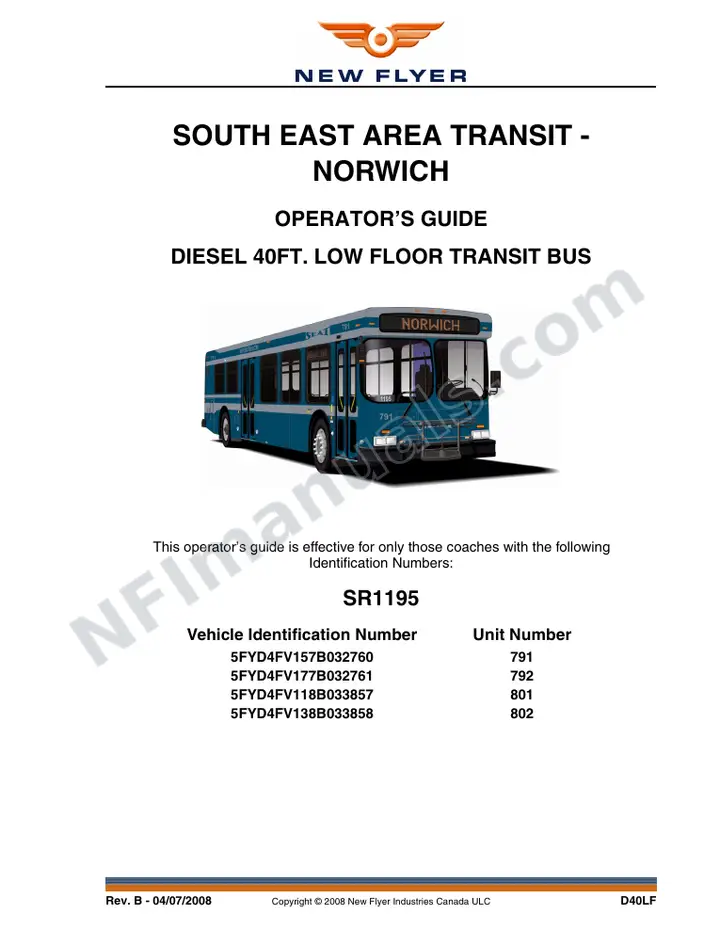 SR1195 Operator's Guide, South East Area Transit - Norwich first-page preview