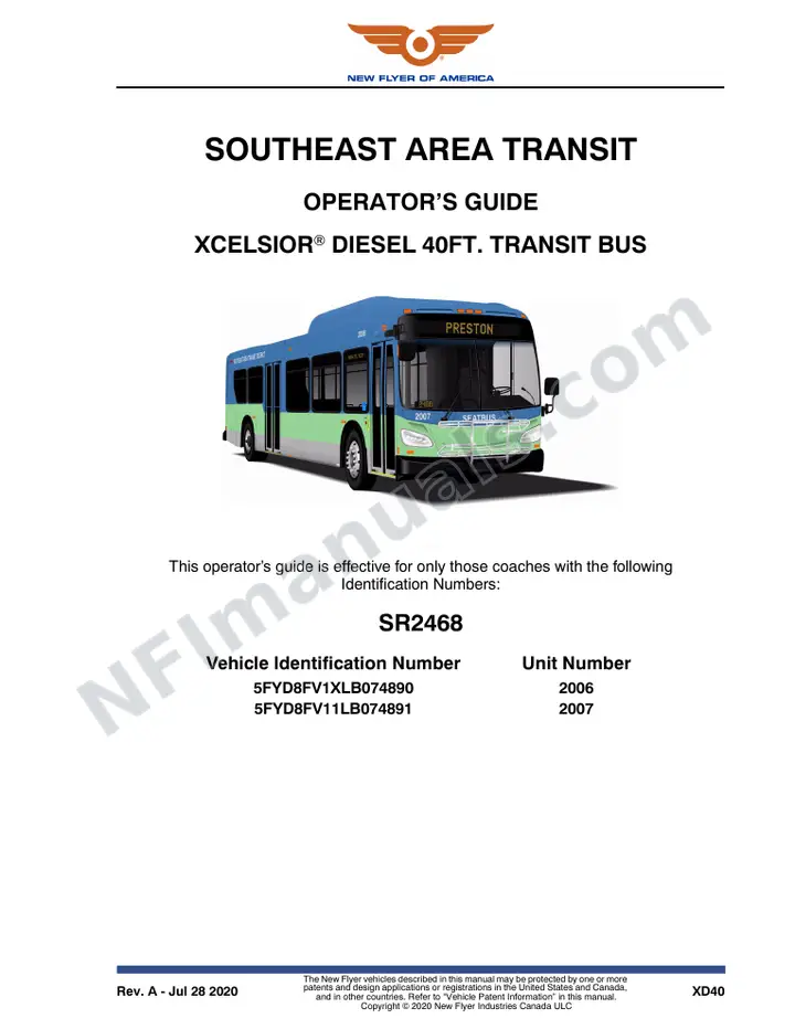 SR2468 Operator's Guide, Southeast Area Transit first-page preview