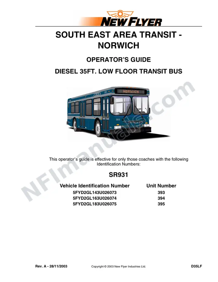 SR931 Operator's Guide, South East Area Transit - Norwich first-page preview
