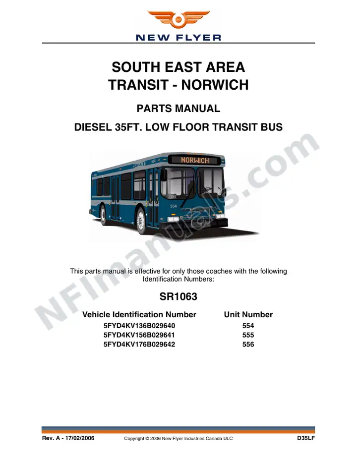 SR1063 Parts Manual, South East Area Transit - Norwich first-page preview