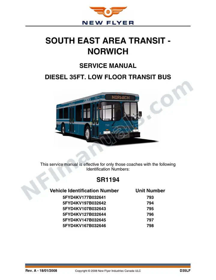 SR1194 Service Manual, South East Area Transit - Norwich first-page preview