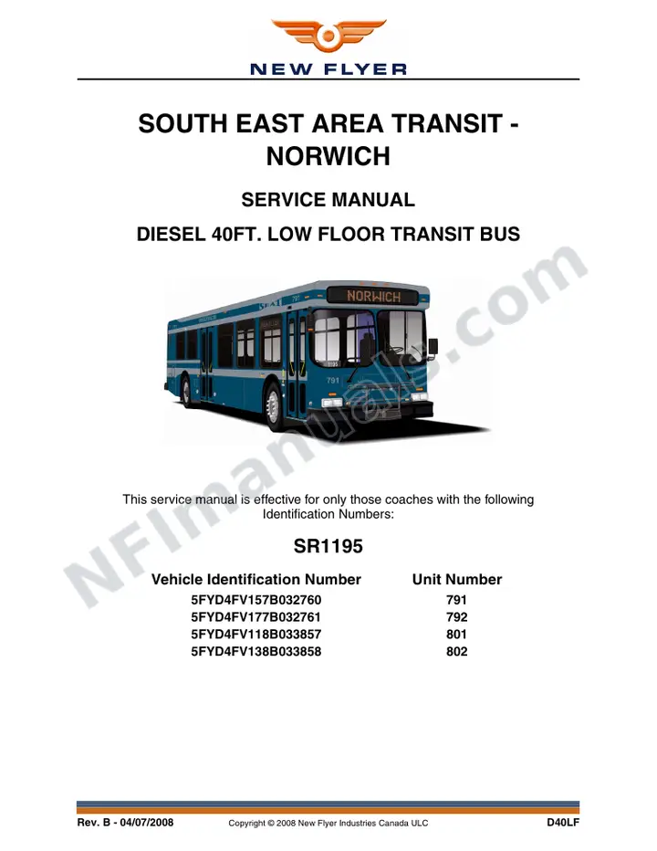 SR1195 Service Manual, South East Area Transit - Norwich first-page preview