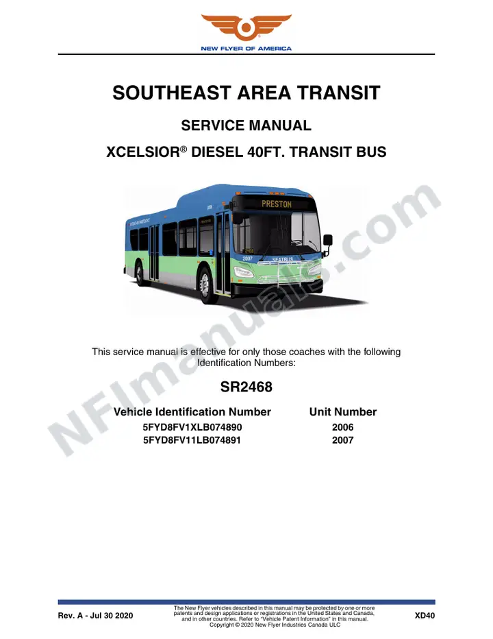 SR2468 Service Manual, Southeast Area Transit first-page preview