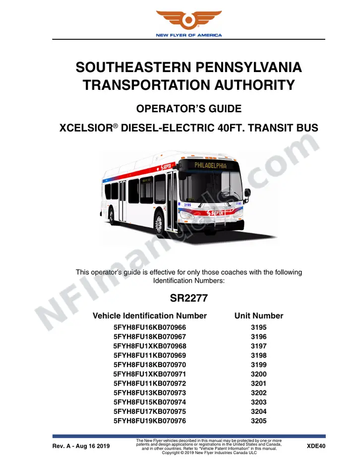 SR2277_2323_2368 Operator's Guide, Southeastern Pennsylvania Transportation Authority first-page preview
